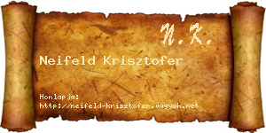 Neifeld Krisztofer névjegykártya